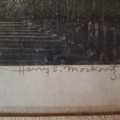 Harry S. Moskovitz  signed print "The Holy Ark of Temple B'nai Jeshurun, Newark, NJ"