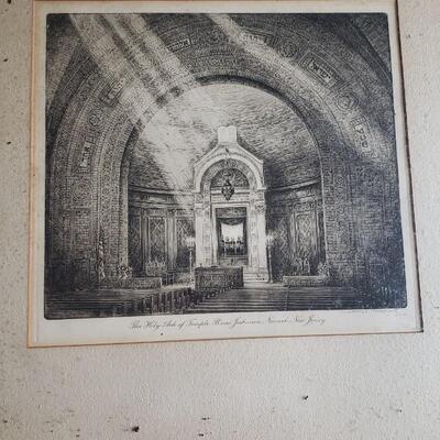 Harry S. Moskovitz  signed print "The Holy Ark of Temple B'nai Jeshurun, Newark, NJ"