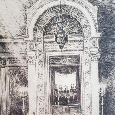 Harry S. Moskovitz  signed print "The Holy Ark of Temple B'nai Jeshurun, Newark, NJ"