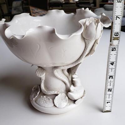 Beautiful white porcelain bowl with flower frog