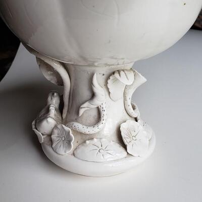Beautiful white porcelain bowl with flower frog