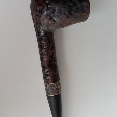 Antique pipe holder and pipe French Bulldog