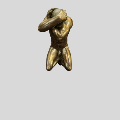 Body Talk Bodybuilder Patinated Bronze Sculpture - 6"