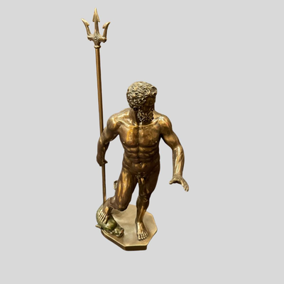 Greek God Poseidon Nude Bronzed Statue - 10"