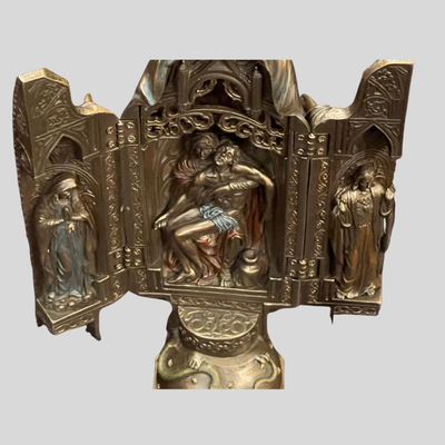 Triptych Our Lady Pieta Bronze Statue - 11"