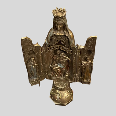 Triptych Our Lady Pieta Bronze Statue - 11"