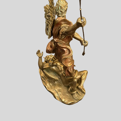 Saint Michael Victory over Lucifer Satan Devil Serpent Bronze Statue - 11"