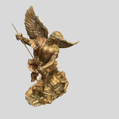 Saint Michael Victory over Lucifer Satan Devil Serpent Bronze Statue - 11"