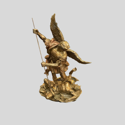 Saint Michael Victory over Lucifer Satan Devil Serpent Bronze Statue - 11"