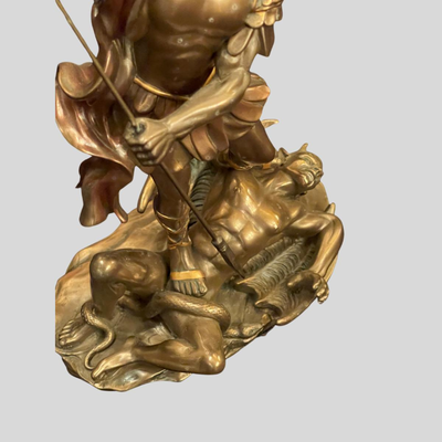Saint Michael Victory over Lucifer Satan Devil Serpent Bronze Statue - 11"