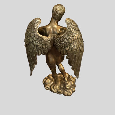Nude Male Angel Bronze Statue - 12"
