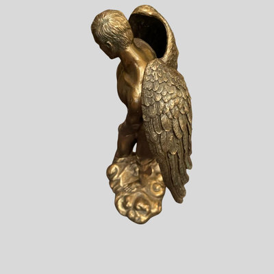 Nude Male Angel Bronze Statue - 12"
