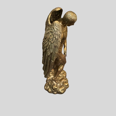 Nude Male Angel Bronze Statue - 12"