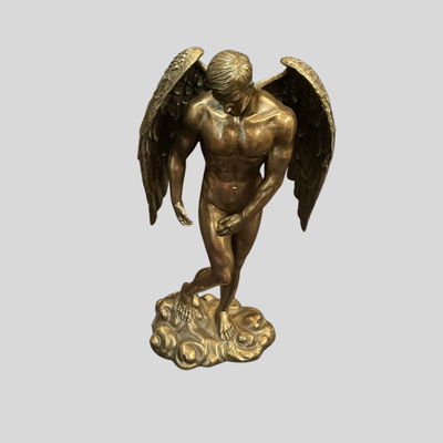 Nude Male Angel Bronze Statue - 12"