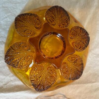 Textured Floral Colored Glass Bowls (3) - Vintage