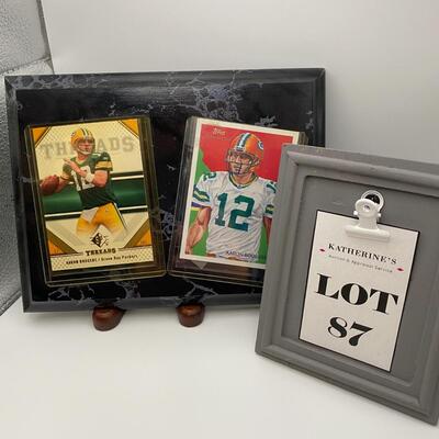 -87- Aaron Rodgers | Cards And Wood Plaque