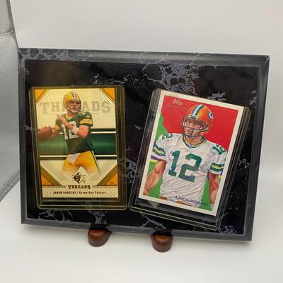 -87- Aaron Rodgers | Cards And Wood Plaque