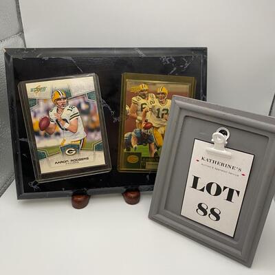 -88- Aaron Rodgers | Cards And Wood Plaque