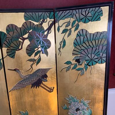 #4 Beautiful 4 Panel Asian Golden Crane Room Divider