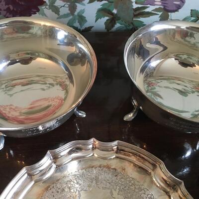 Silver plate collection with engraved bowls