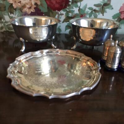 Silver plate collection with engraved bowls
