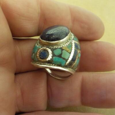 Amazing sterling silver blue stone and inlay.