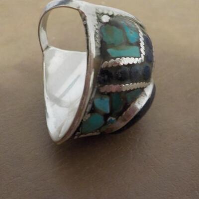 Amazing sterling silver blue stone and inlay.
