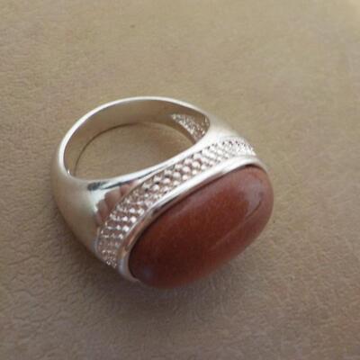 Sterling silver Bronzite stone w/ art.