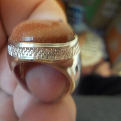 Sterling silver Bronzite stone w/ art.
