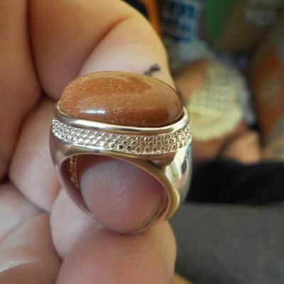 Sterling silver Bronzite stone w/ art.