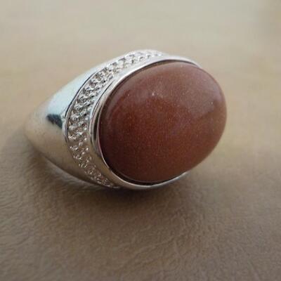 Sterling silver Bronzite stone w/ art.
