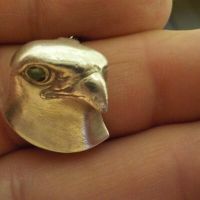 Stunning sterling silver Falcon with eye stone. Necklace.