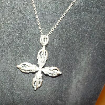 Sterling silver Maltese style necklace with precious stones.