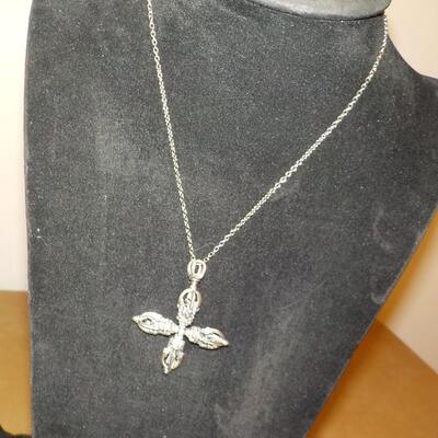 Sterling silver Maltese style necklace with precious stones.
