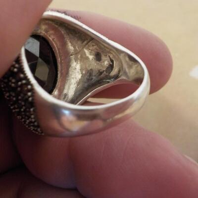 Hi - Fashion dinner sterling onyx ladies ring.