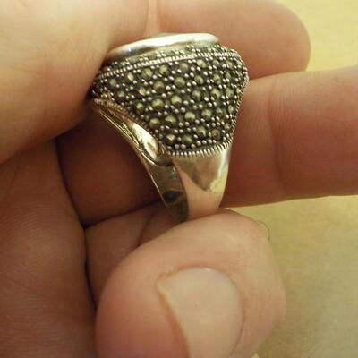 Hi - Fashion dinner sterling onyx ladies ring.