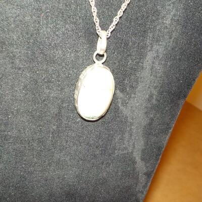 Sterling silver Jade stone necklace good size.