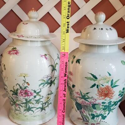 Two large ginger jars/ Temple Vases 18" tall!