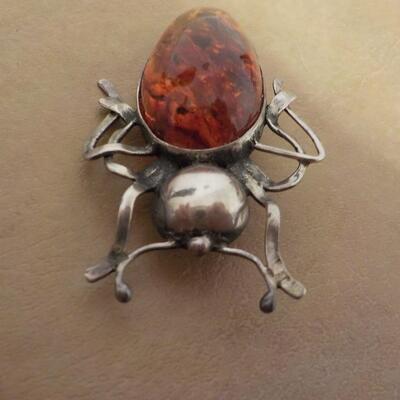 Sterling silver Beatle with colored moon stone.