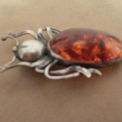 Sterling silver Beatle with colored moon stone.