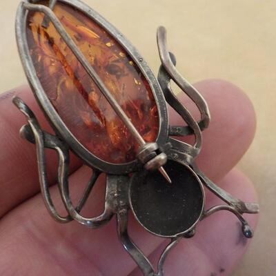 Sterling silver Beatle with colored moon stone.