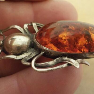 Sterling silver Beatle with colored moon stone.