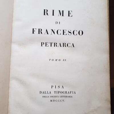 Two large books Tomo Vol I and II Rime di Francesco Petrarca 1805