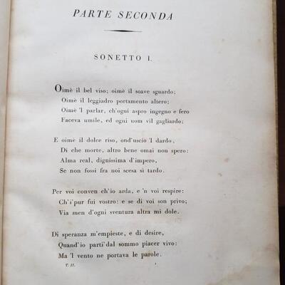 Two large books Tomo Vol I and II Rime di Francesco Petrarca 1805