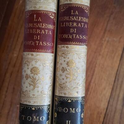 large antique books 15" tall "La Gerusalemme Liberata di Torquato Tasso" 1807