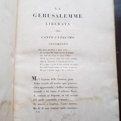 large antique books 15" tall "La Gerusalemme Liberata di Torquato Tasso" 1807