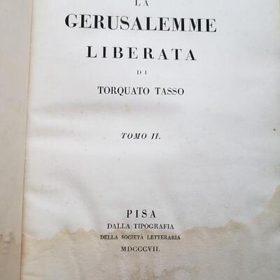 large antique books 15" tall "La Gerusalemme Liberata di Torquato Tasso" 1807