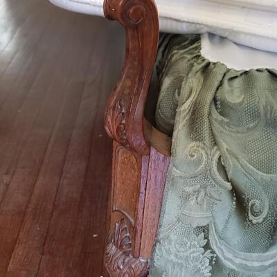 pair of Antique twin beds pretty carvings and decorative painting details Set #1