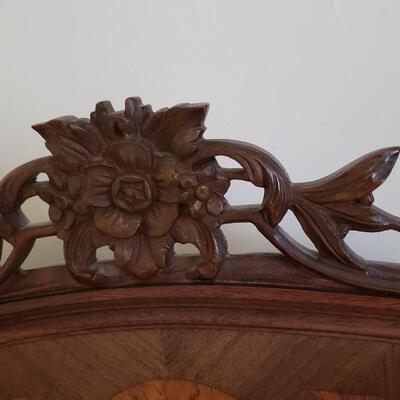 pair of Antique twin beds pretty carvings and decorative painting details Set #1