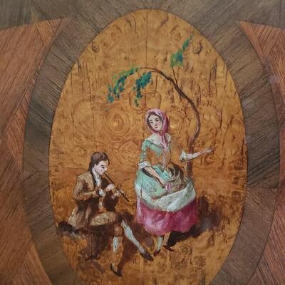 pair of Antique twin beds pretty carvings and decorative painting details Set #1